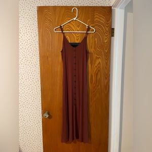 Loft ribbed knit button front spaghetti strap midi dress